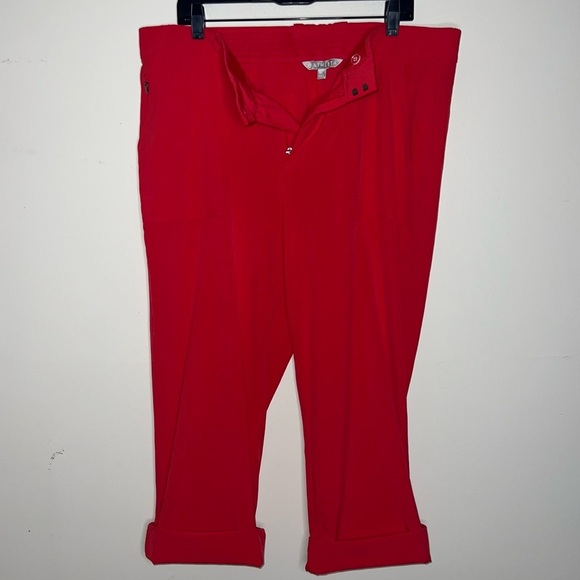 Athleta Tribeca Utility Crop Pants Hibiscus Red Size 16 - Picture 13 of 14